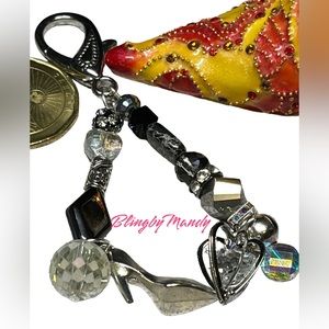👠Cinderella stiletto heel charm purse bling or keychain -stunner